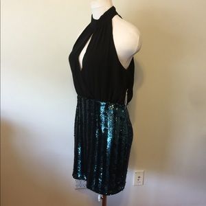 New $20 black and teal sequin dress